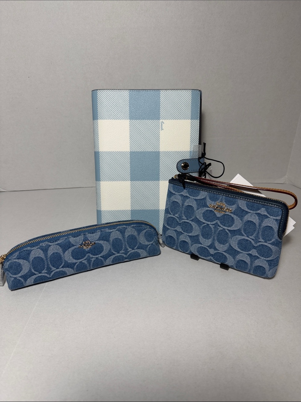 Coach Notebook Blue Signature Wristlet and Pencil Case